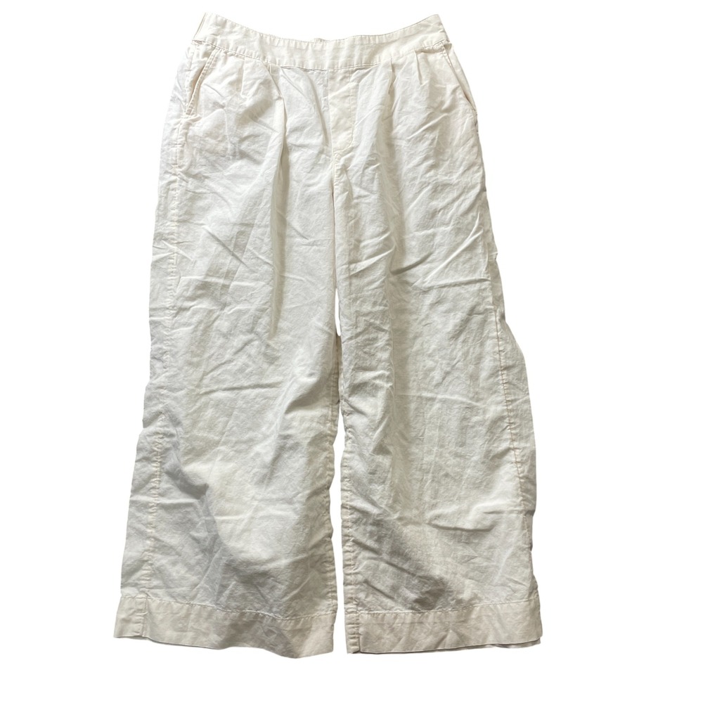 Pact Large Elastic Waist Pull On Beige Cotton Pants Wide Leg‎ Cropped - Picture 4 of 6